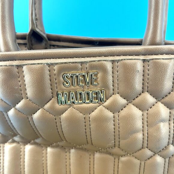 Steve Madden Womens Brown Leather Top Handle Satchel Handbag - Picture 2 of 9